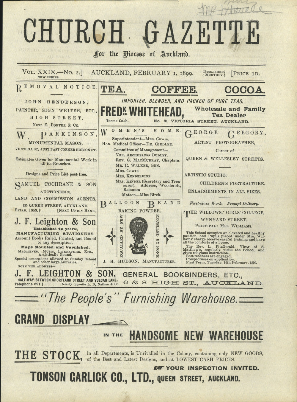 Church Gazette, Auckland: February 1899