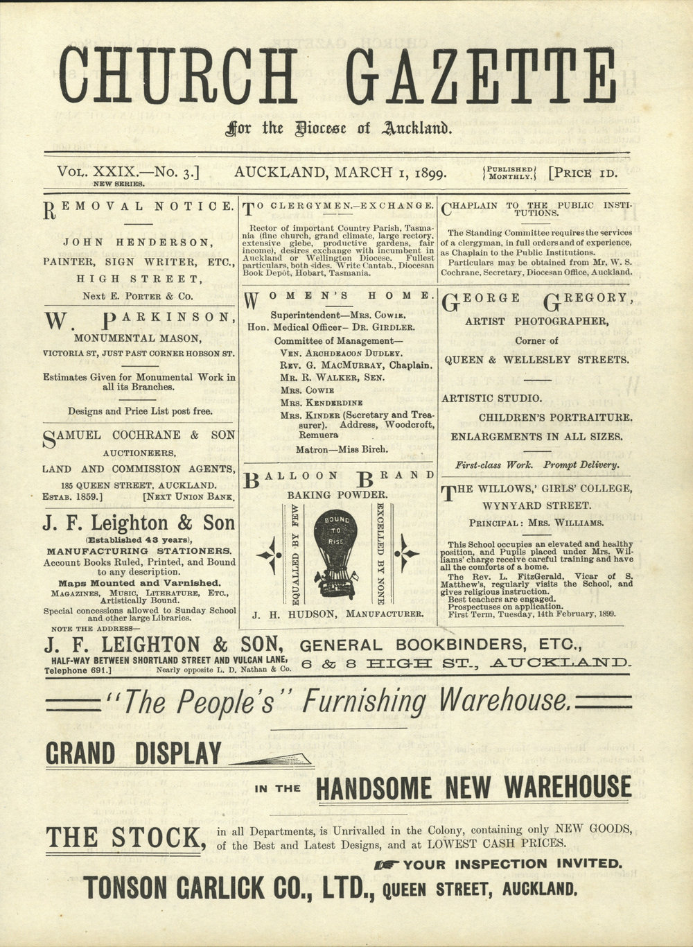 Church Gazette, Auckland: March 1899