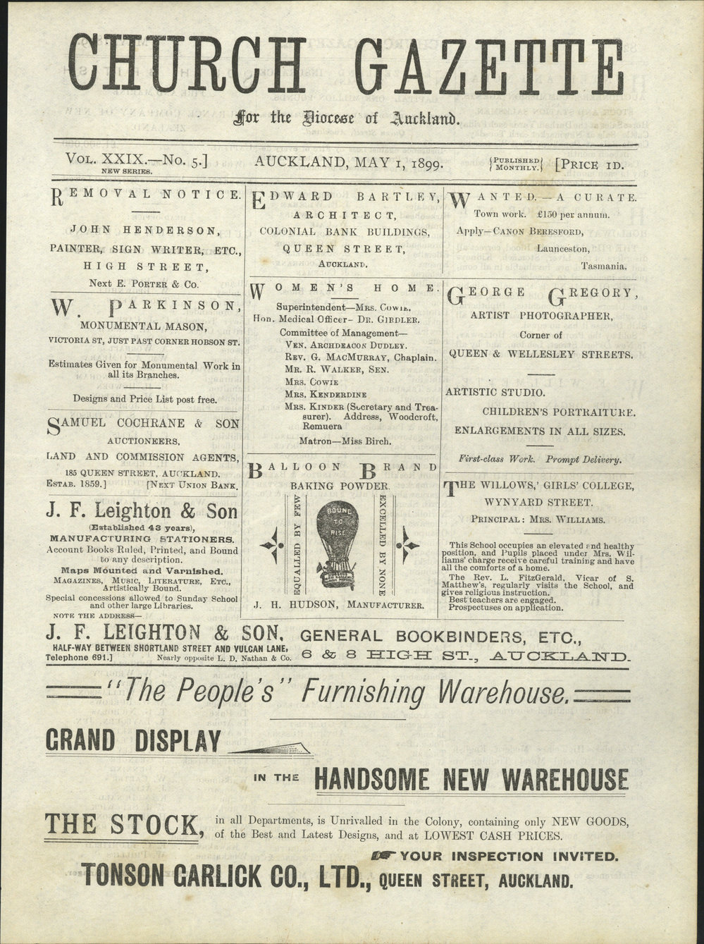 Church Gazette, Auckland: May 1899