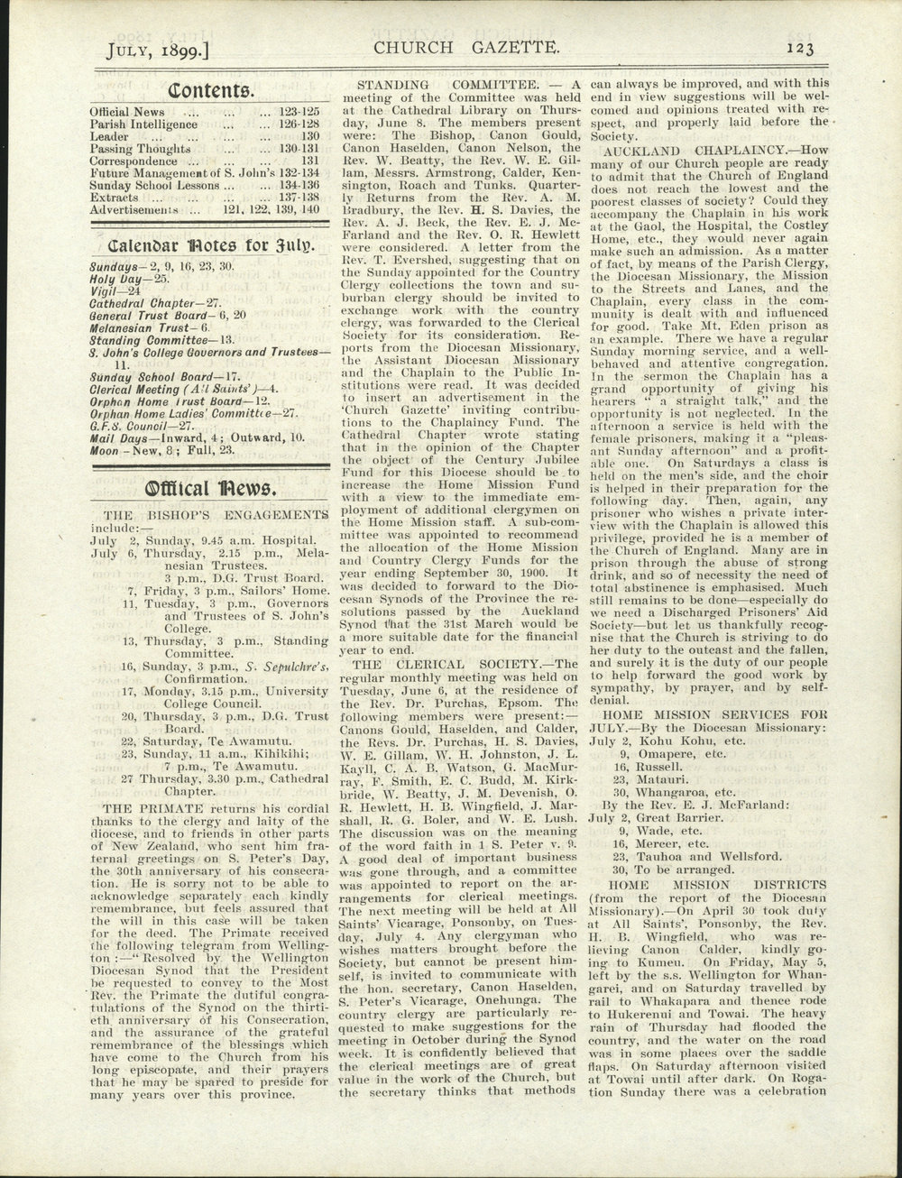 Church Gazette, Auckland: July 1899