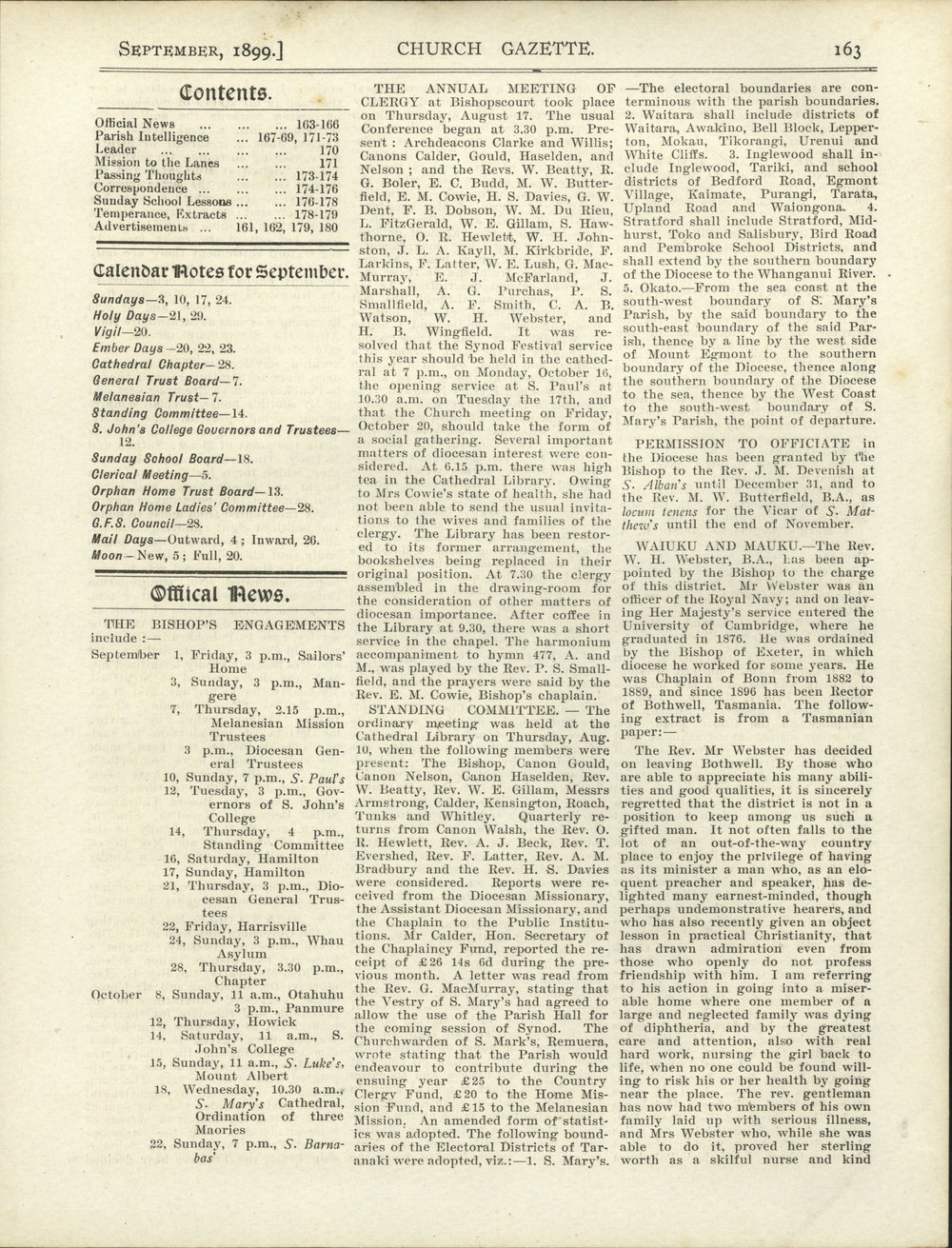 Church Gazette, Auckland: September 1899