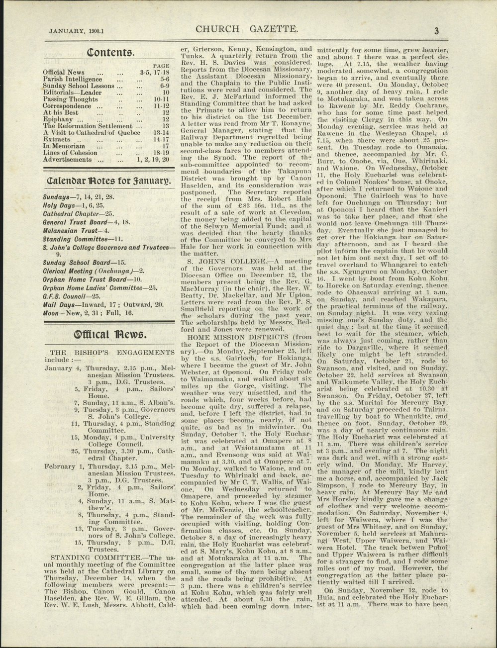 Church Gazette, Auckland: January 1900