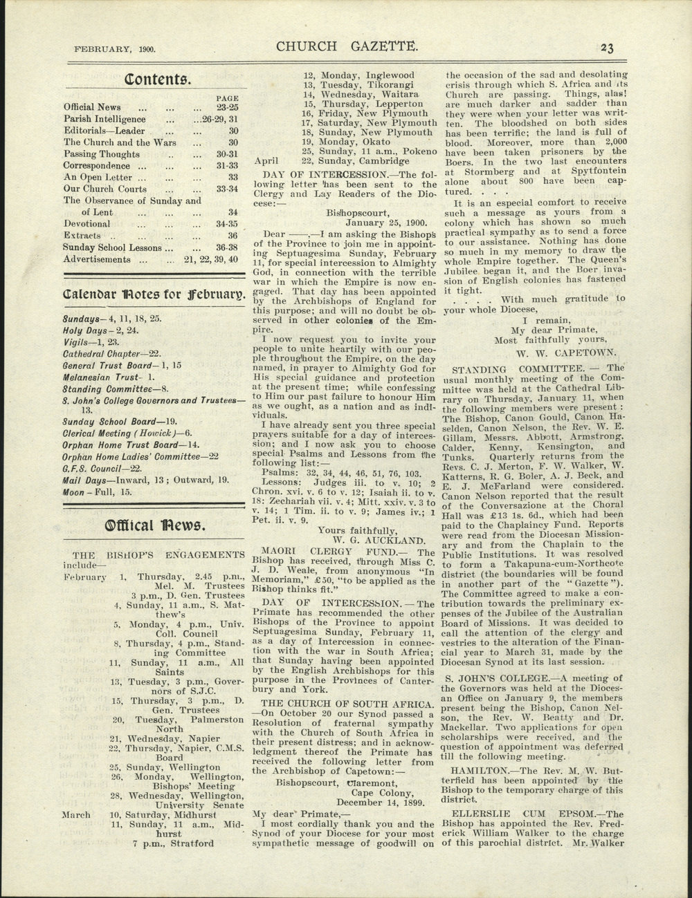 Church Gazette, Auckland: February 1900