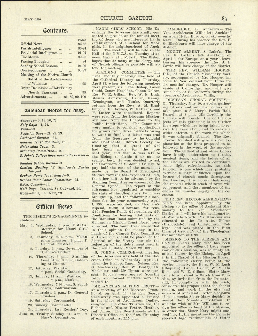 Church Gazette, Auckland: May 1900