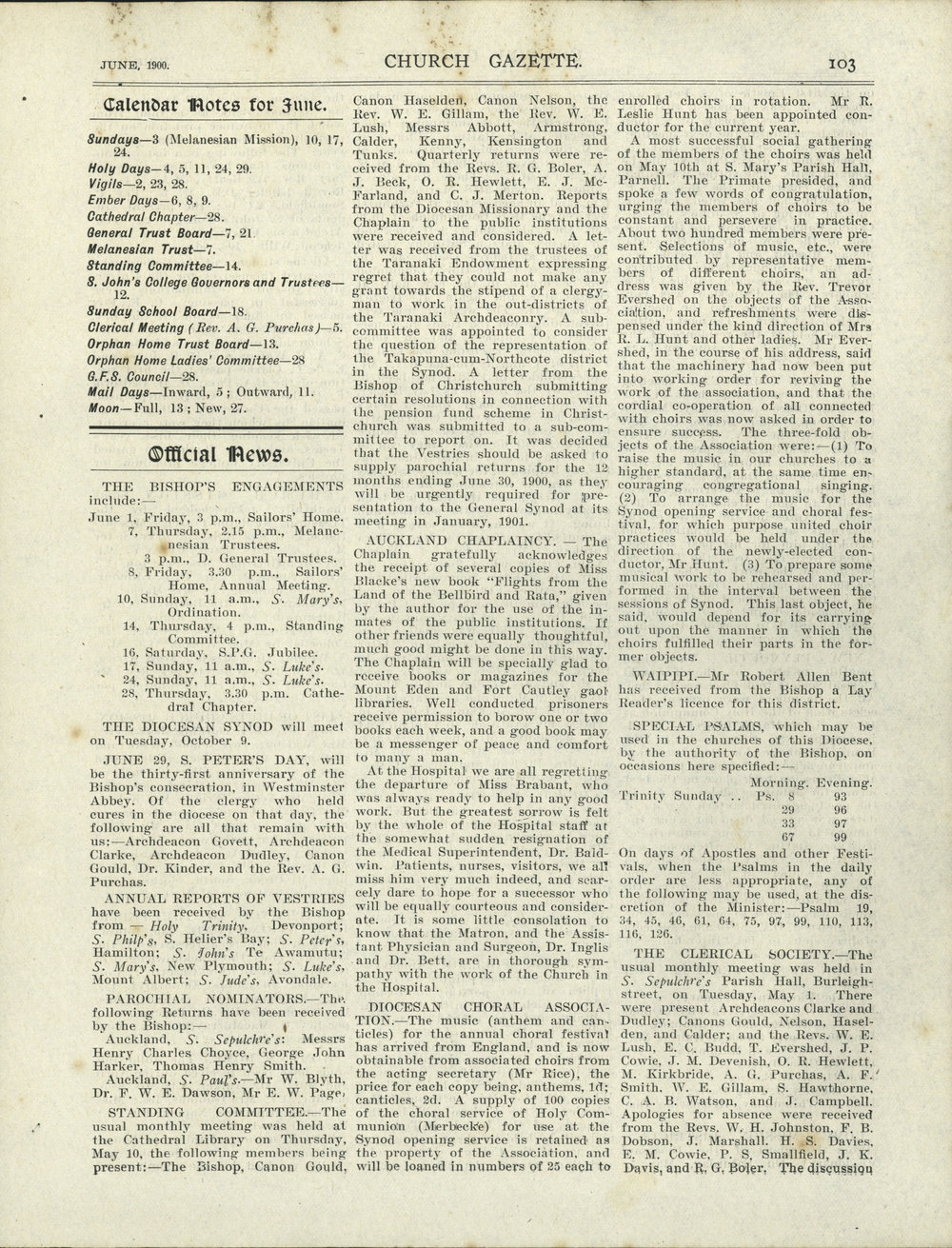 Church Gazette, Auckland: June 1900