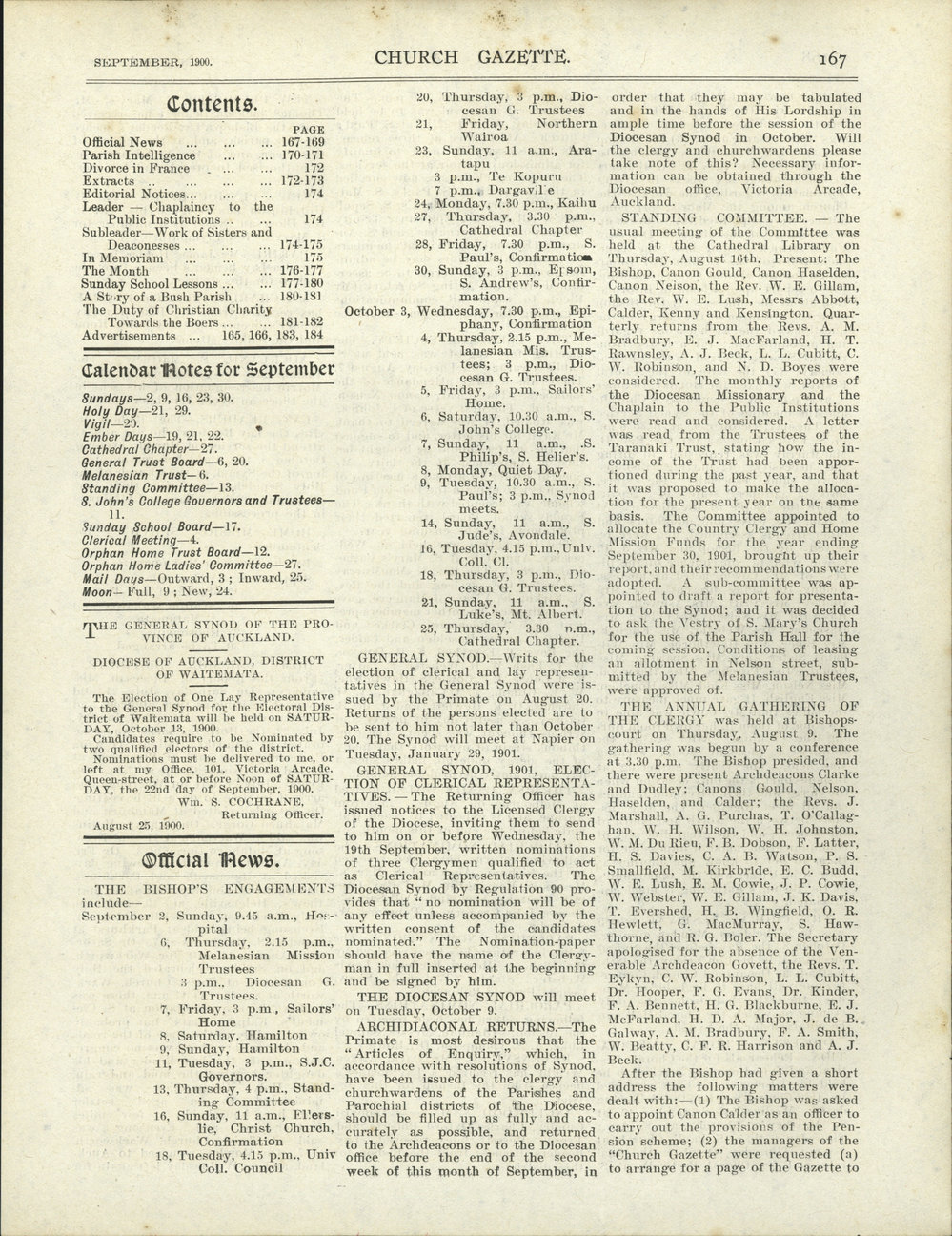 Church Gazette, Auckland: September 1900
