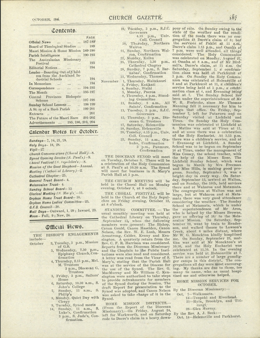 Church Gazette, Auckland: October 1900