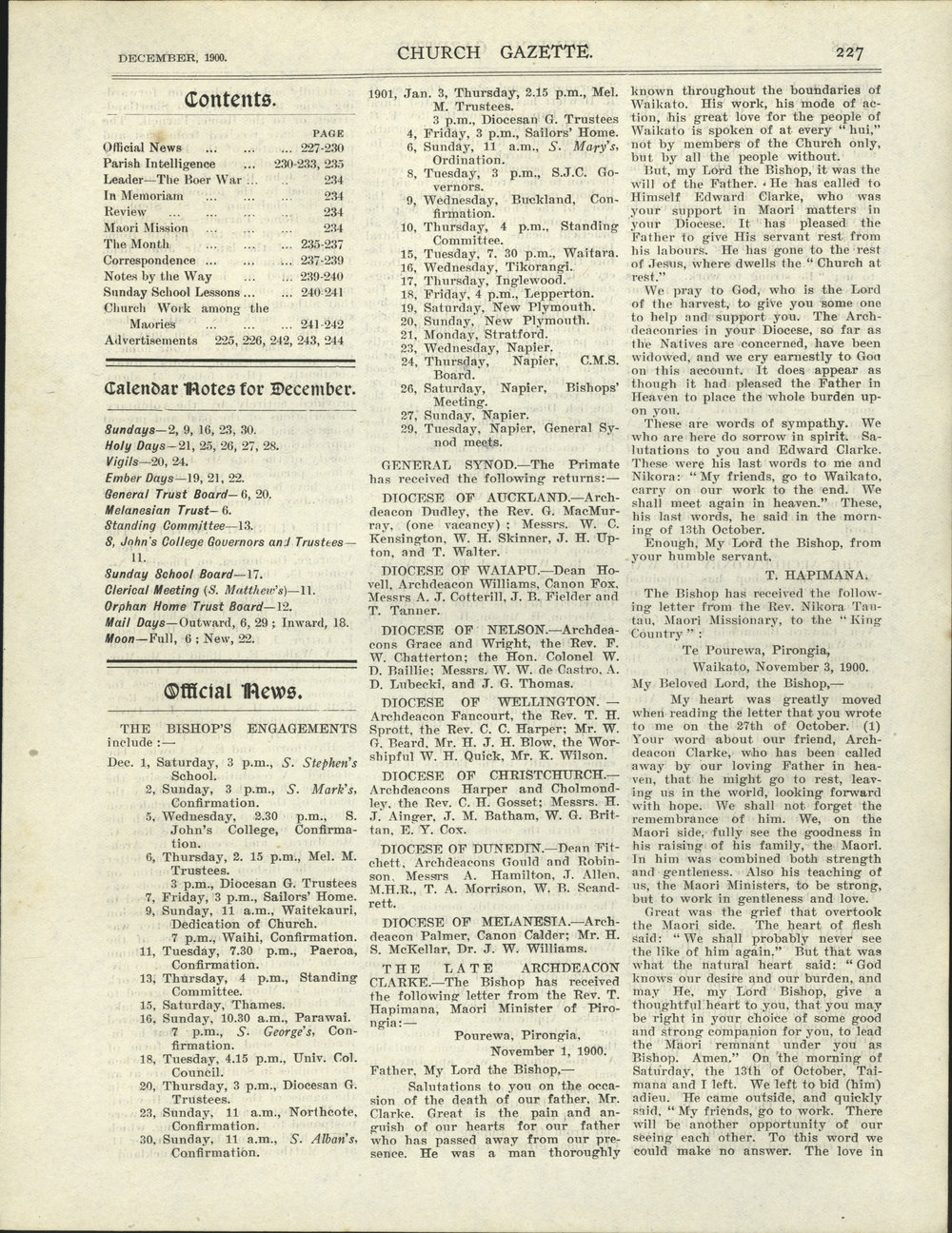 Church Gazette, Auckland: December 1900