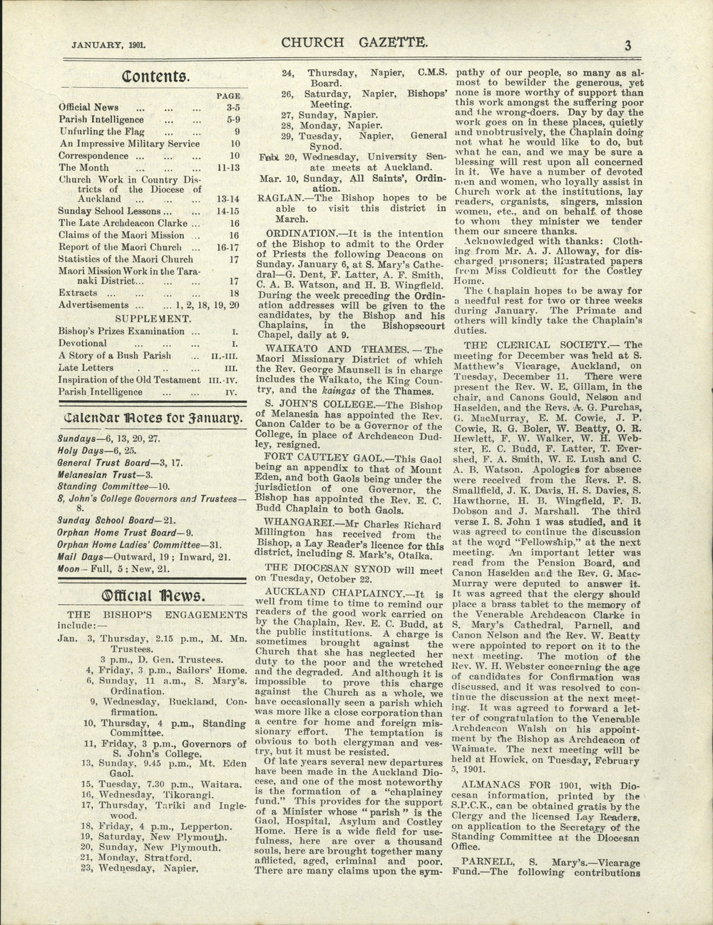 Church Gazette, Auckland: January 1901