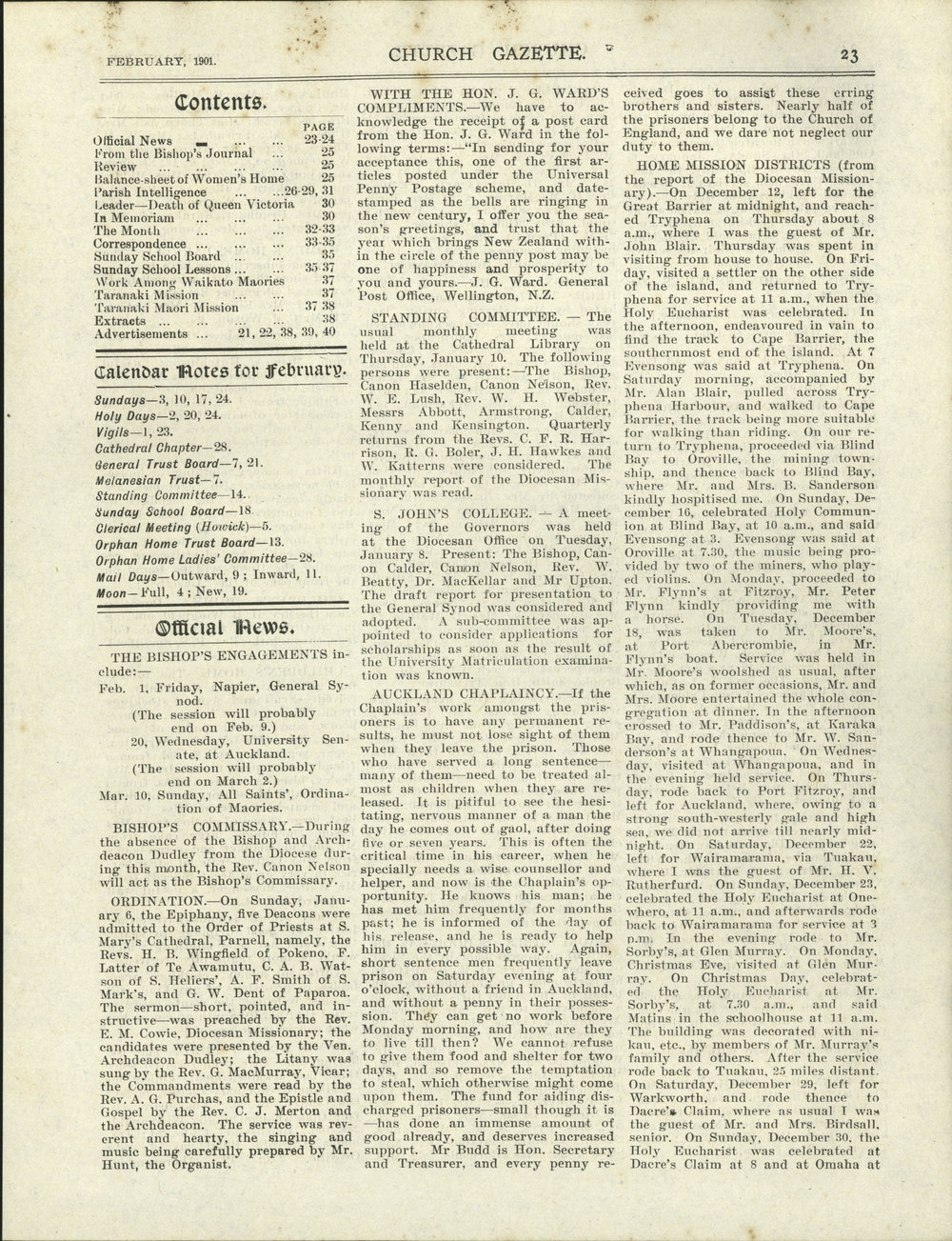 Church Gazette, Auckland: February 1901