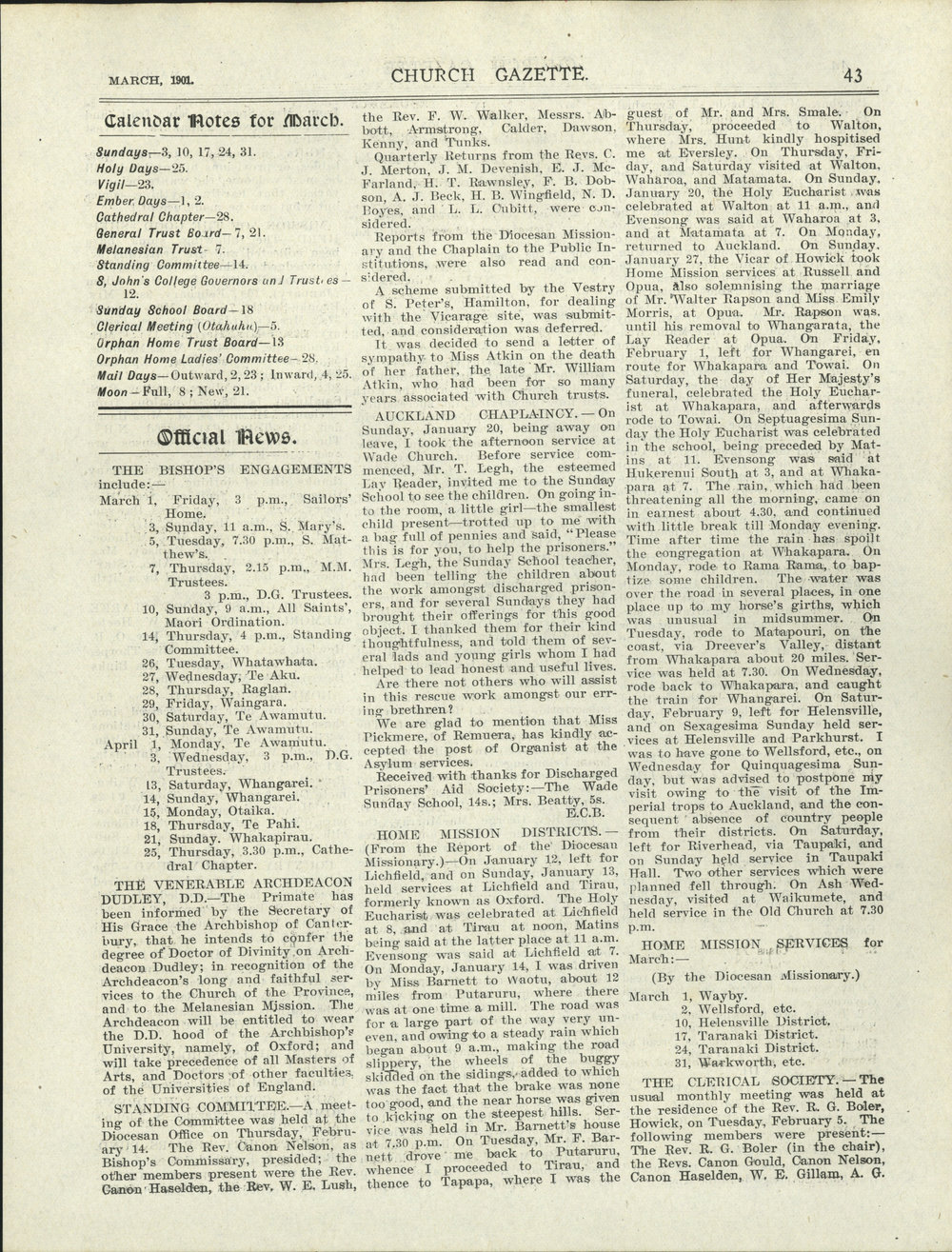 Church Gazette, Auckland: March 1901