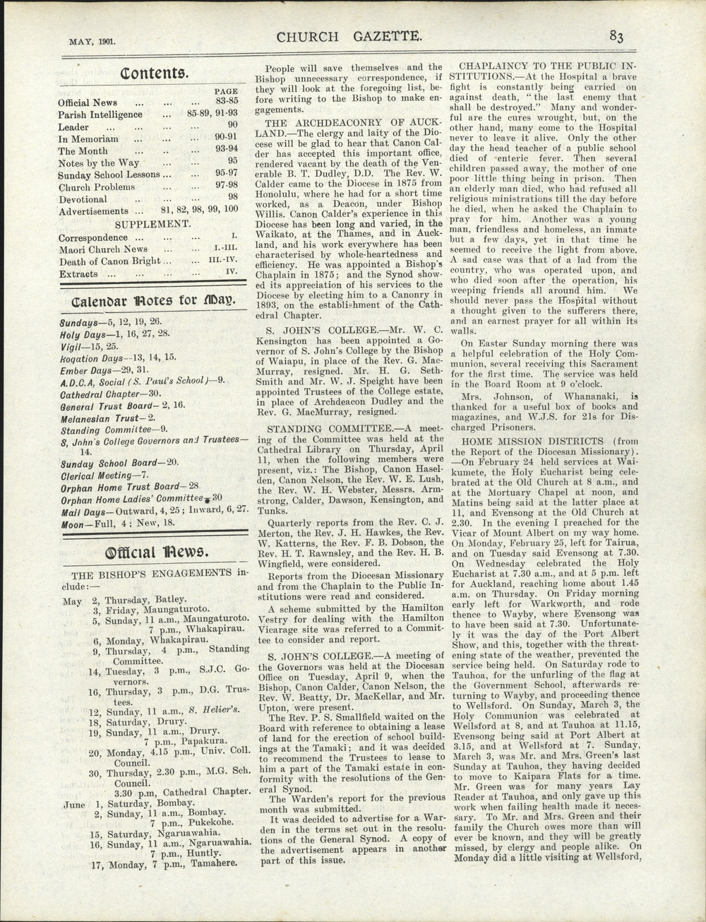 Church Gazette, Auckland: May 1901