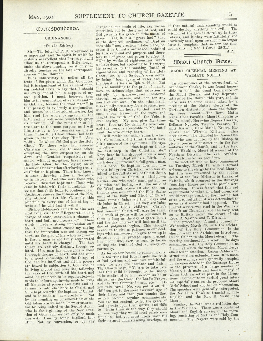 Church Gazette, Auckland: May 1901 Supplement