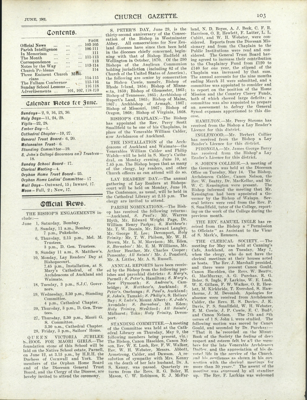 Church Gazette, Auckland: June 1901