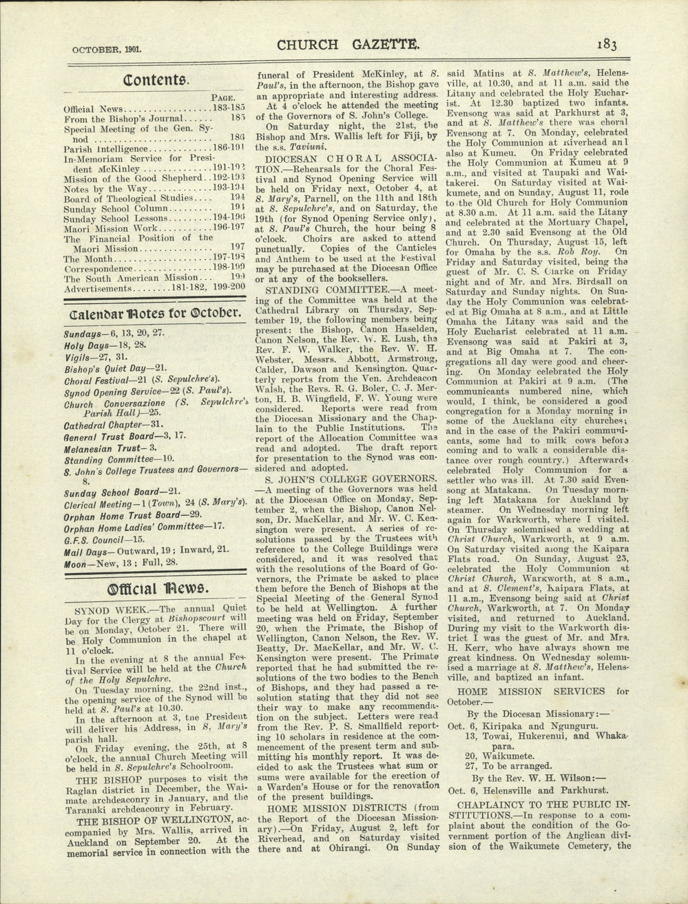 Church Gazette, Auckland: October 1901
