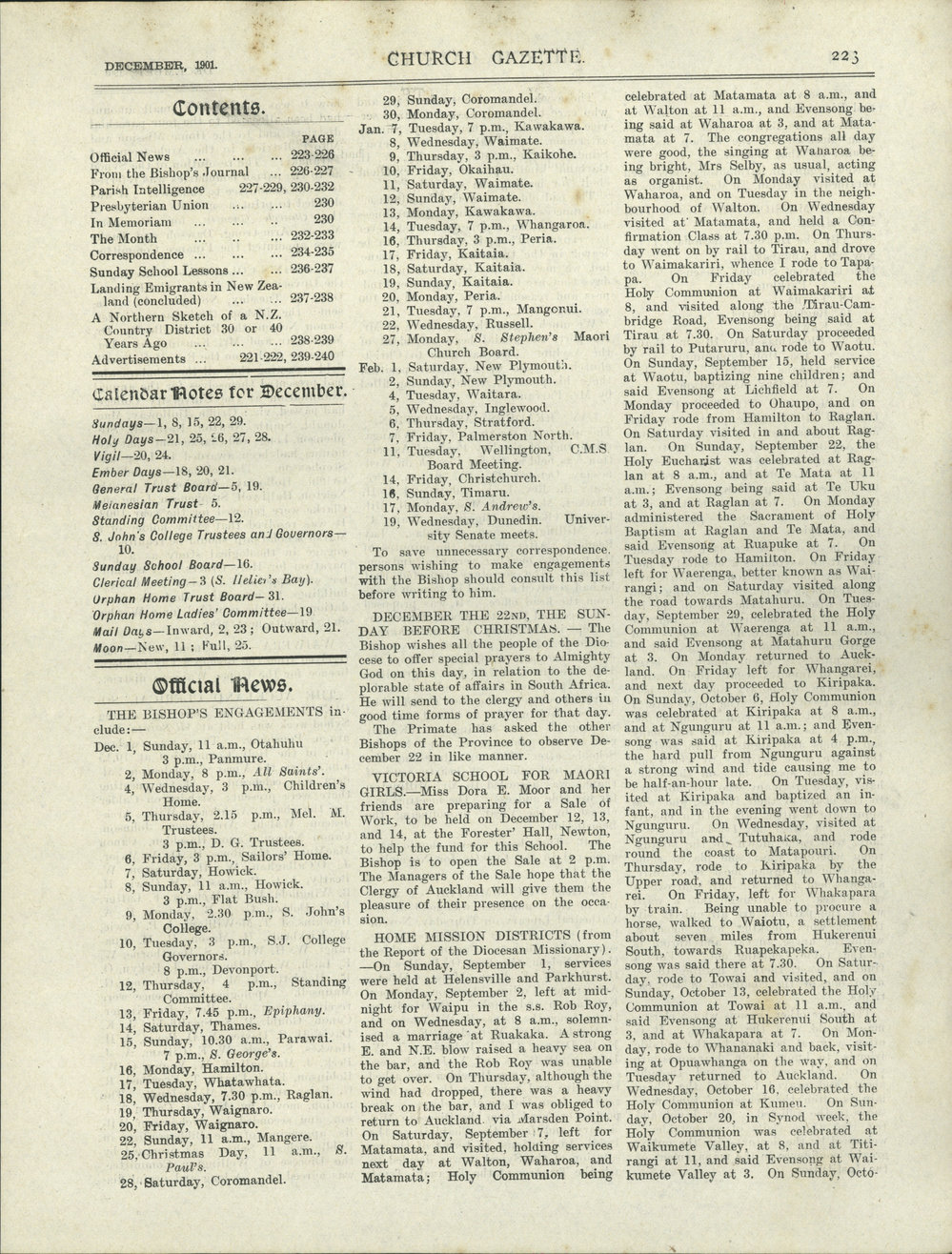 Church Gazette, Auckland: December 1901