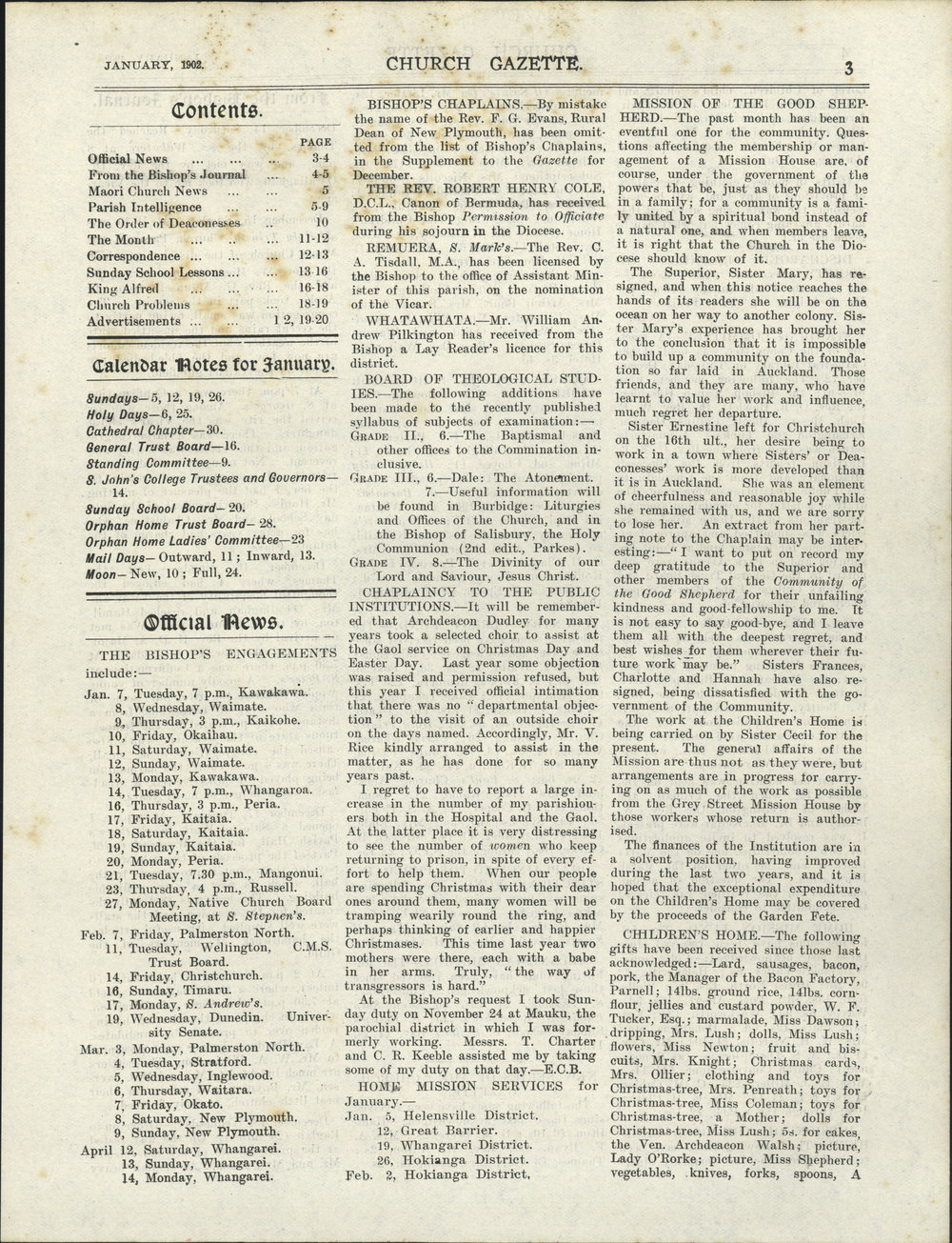 Church Gazette, Auckland: January 1902