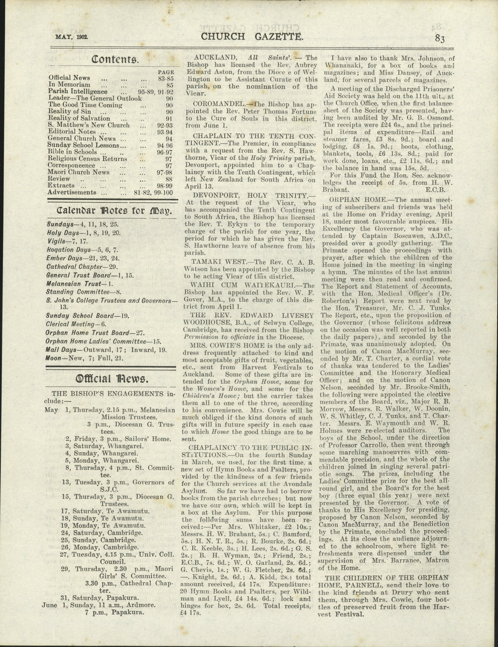 Church Gazette, Auckland: May 1902