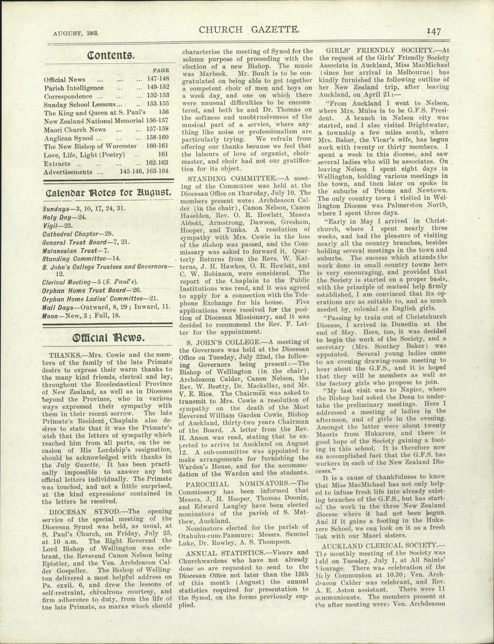 Church Gazette, Auckland: August 1902
