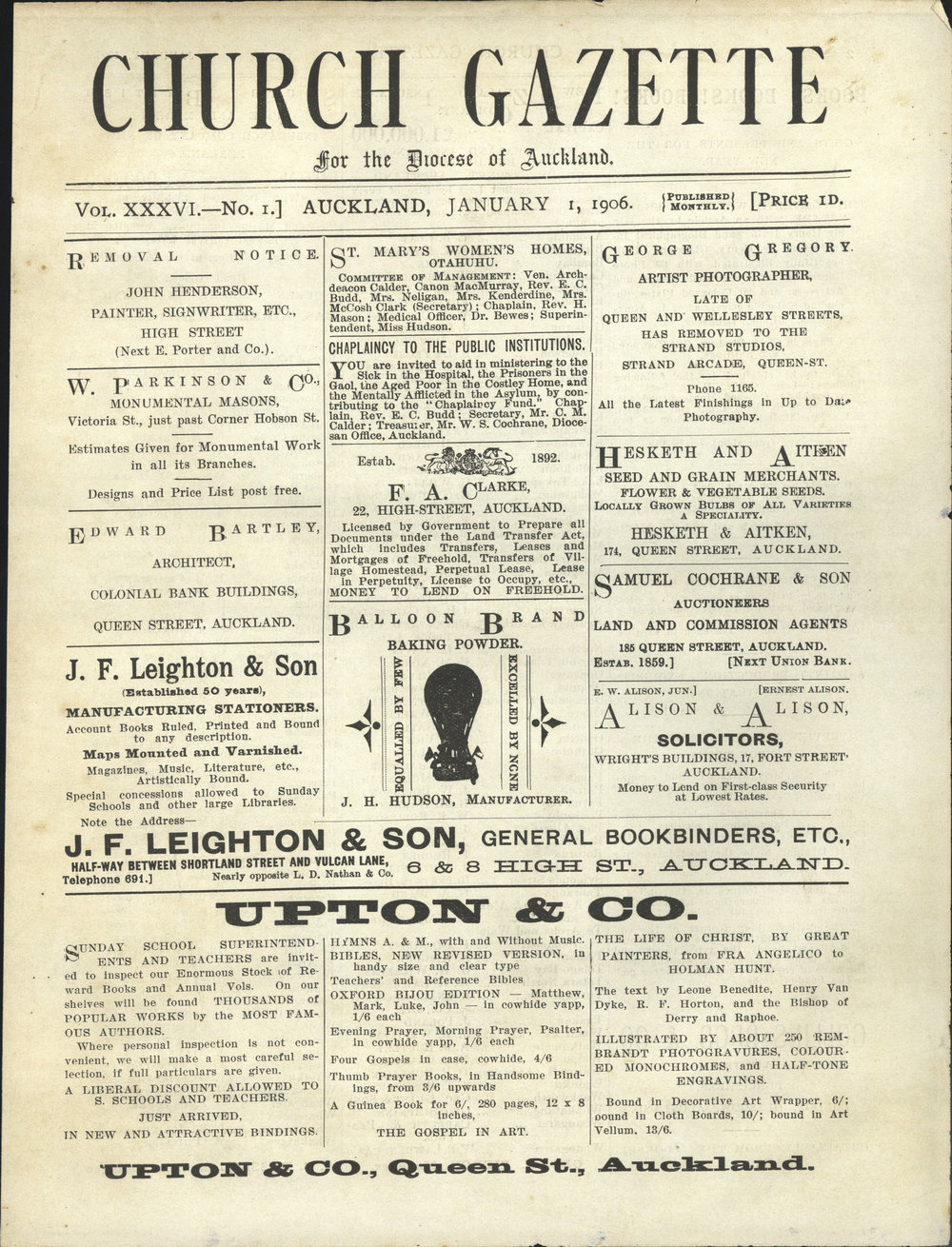 Church Gazette, Auckland: January 1906