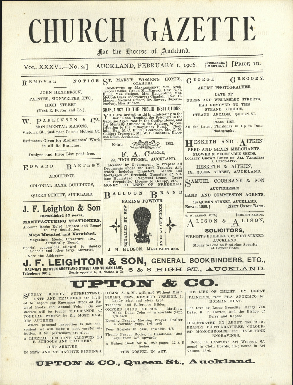 Church Gazette, Auckland: February 1906