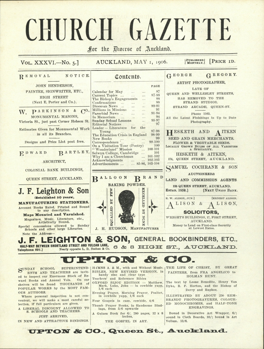 Church Gazette, Auckland: May 1906