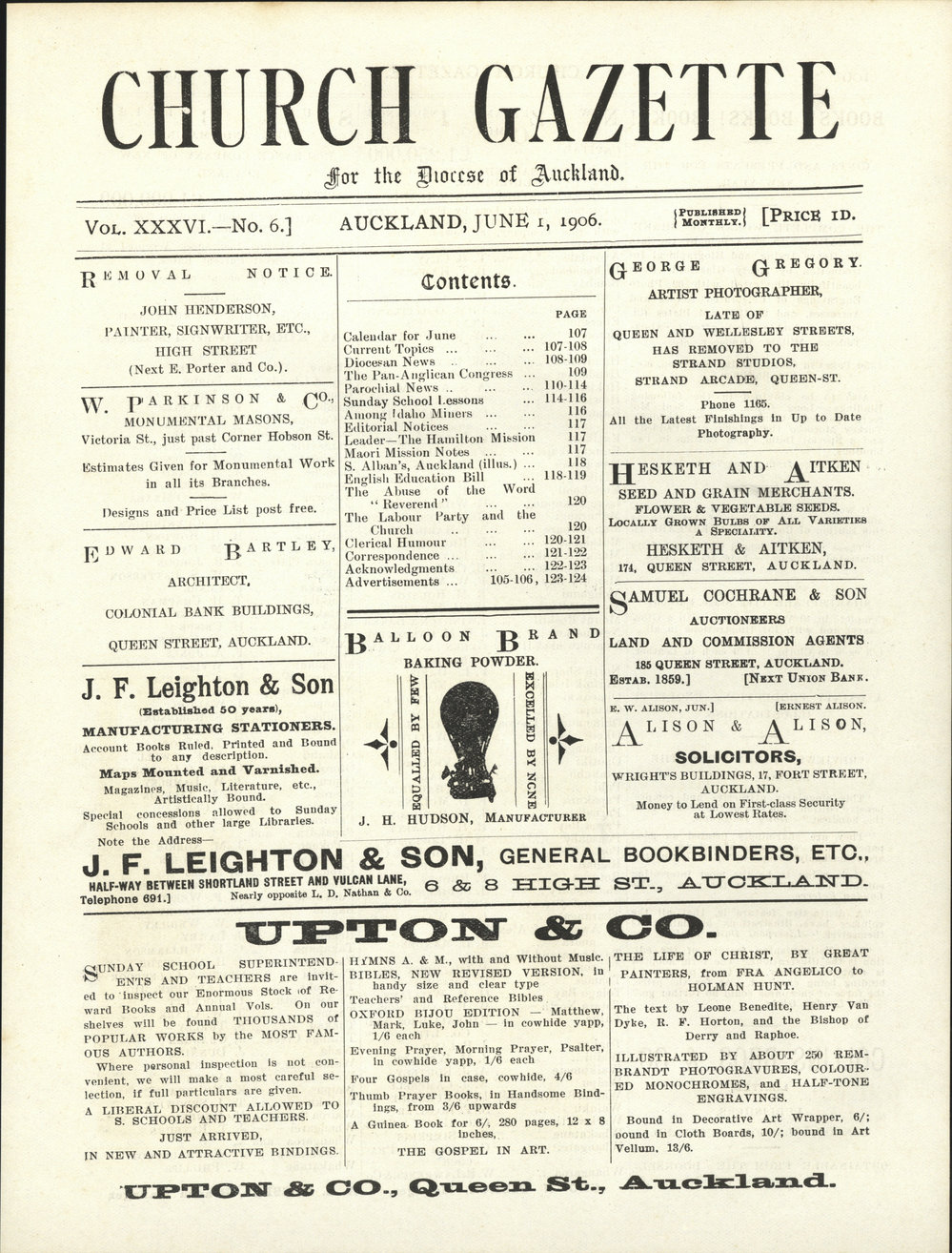 Church Gazette, Auckland: June 1906