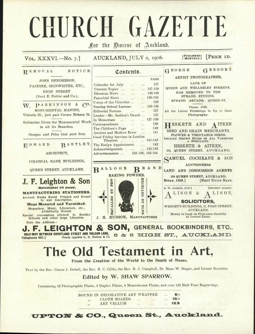 Church Gazette, Auckland: July 1906