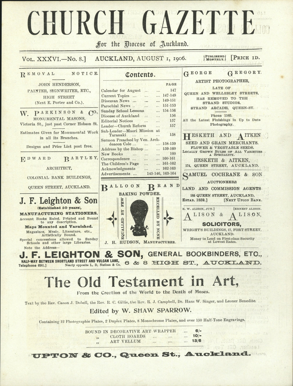 Church Gazette, Auckland: August 1906