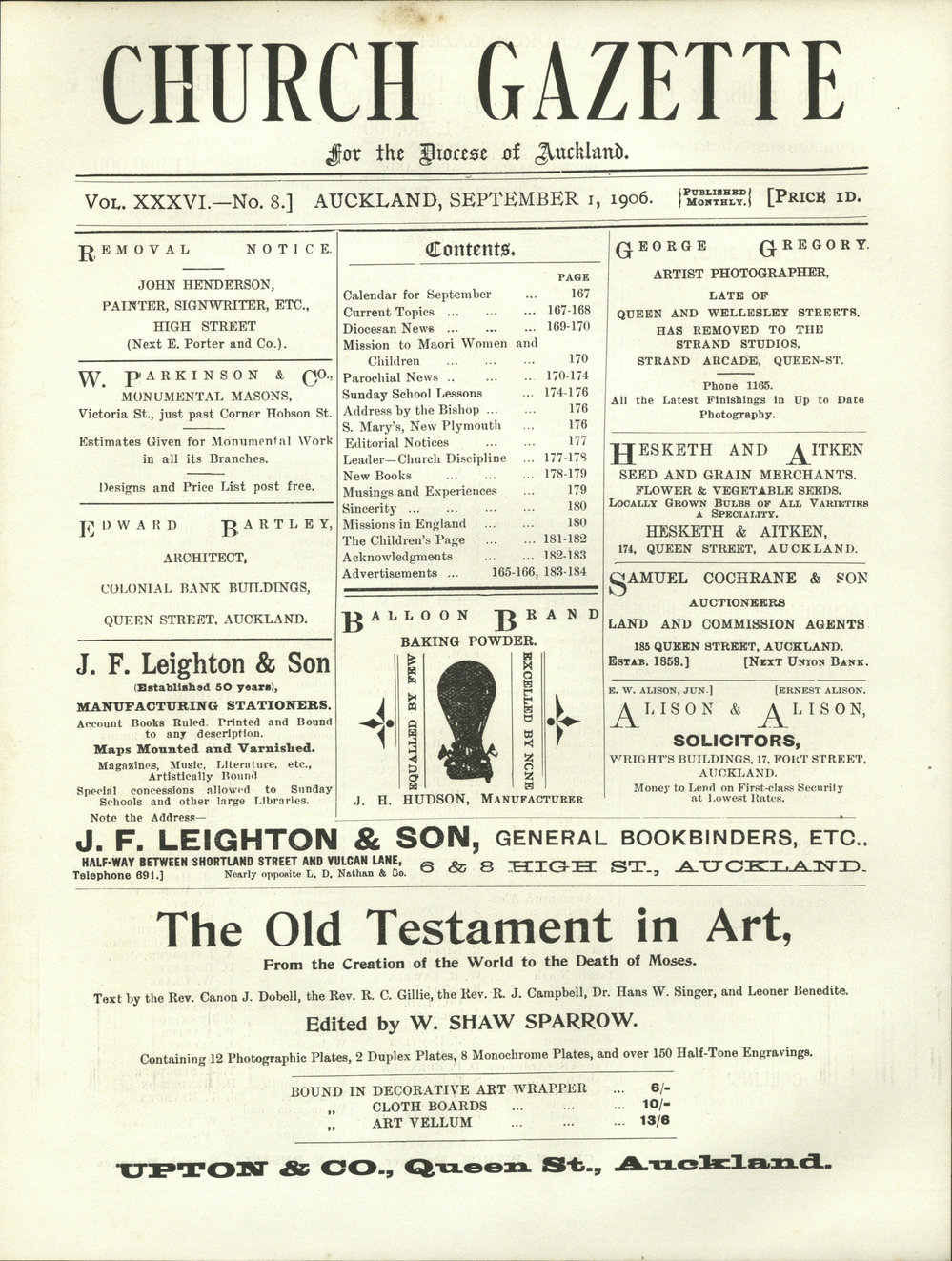 Church Gazette, Auckland: September 1906