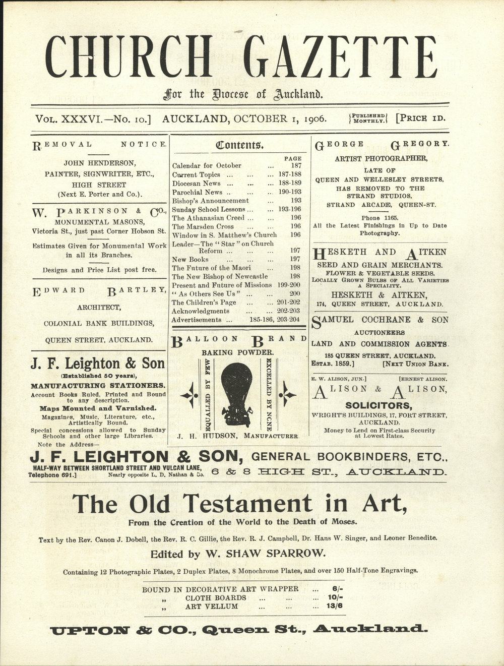 Church Gazette, Auckland: October 1906
