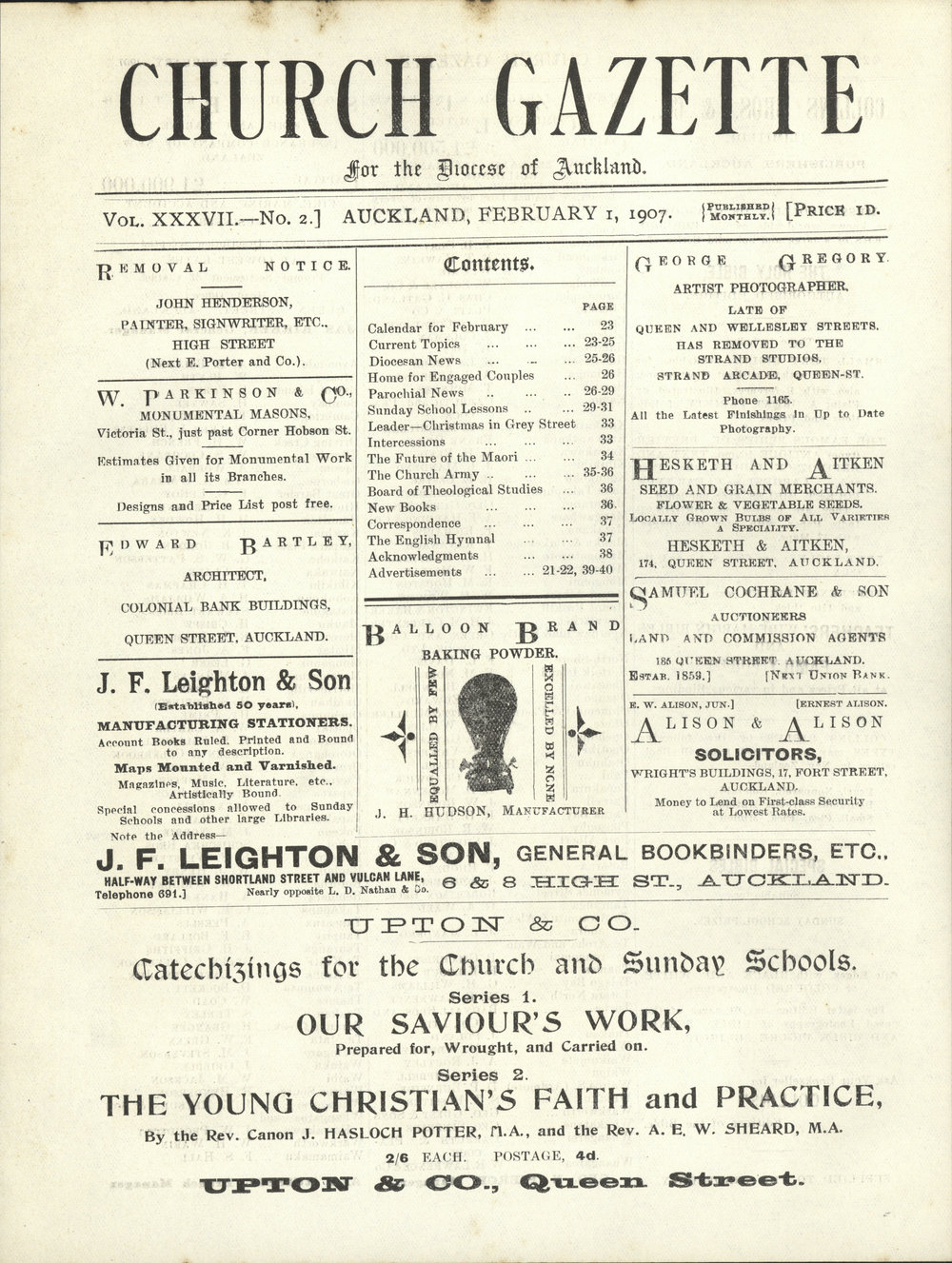 Church Gazette, Auckland: February 1907