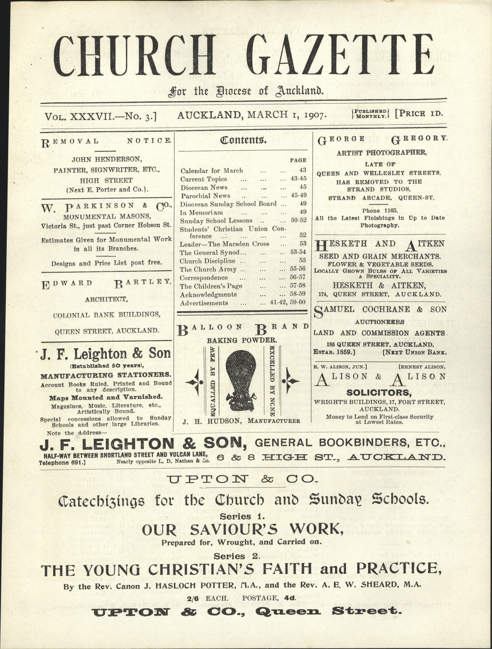 Church Gazette, Auckland: March 1907