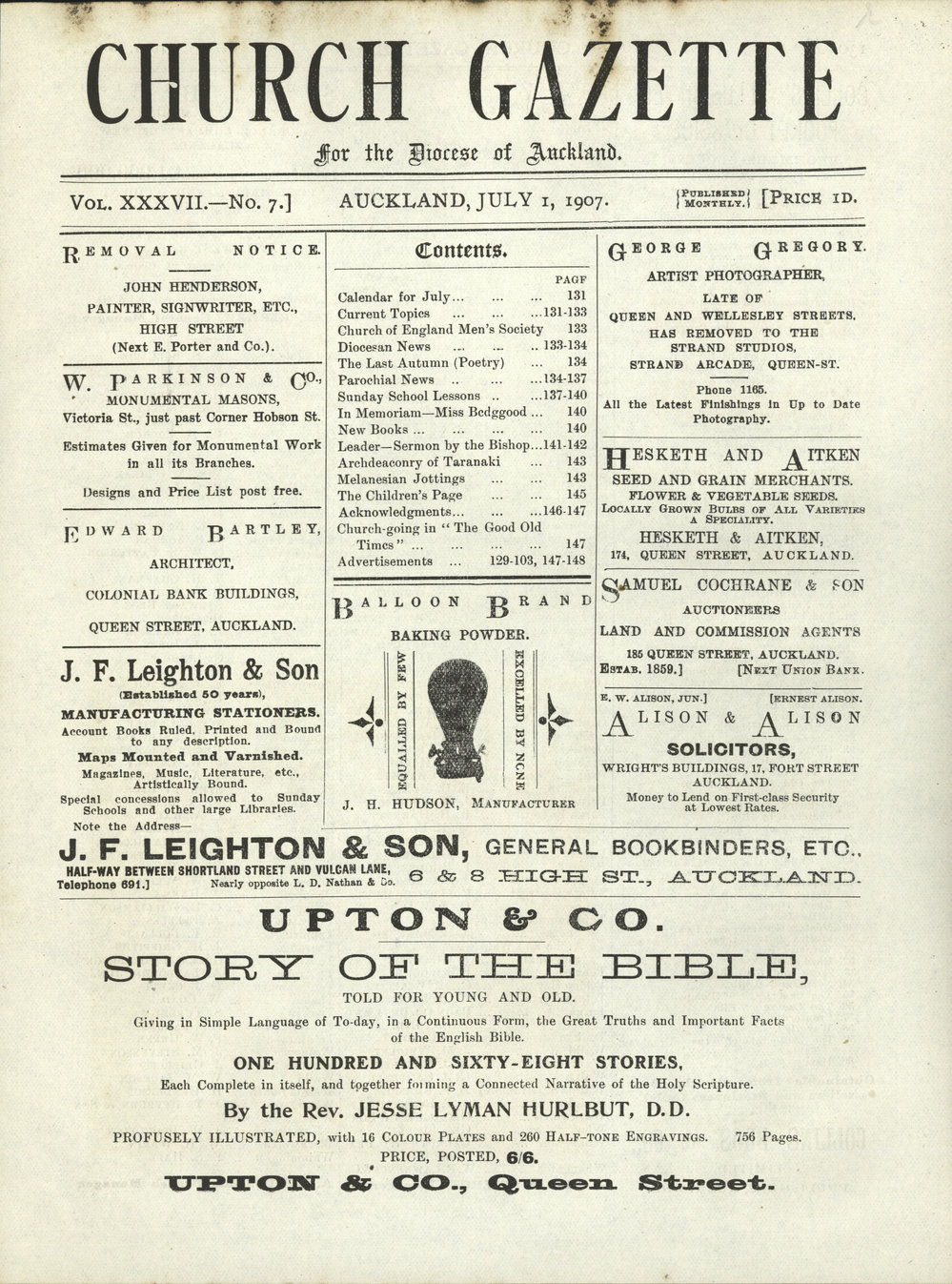 Church Gazette, Auckland: July 1907