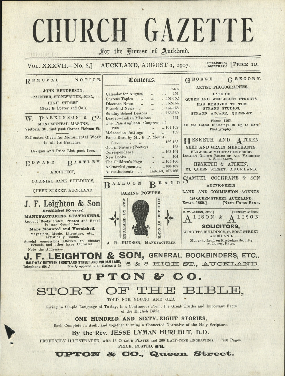 Church Gazette, Auckland: August 1907
