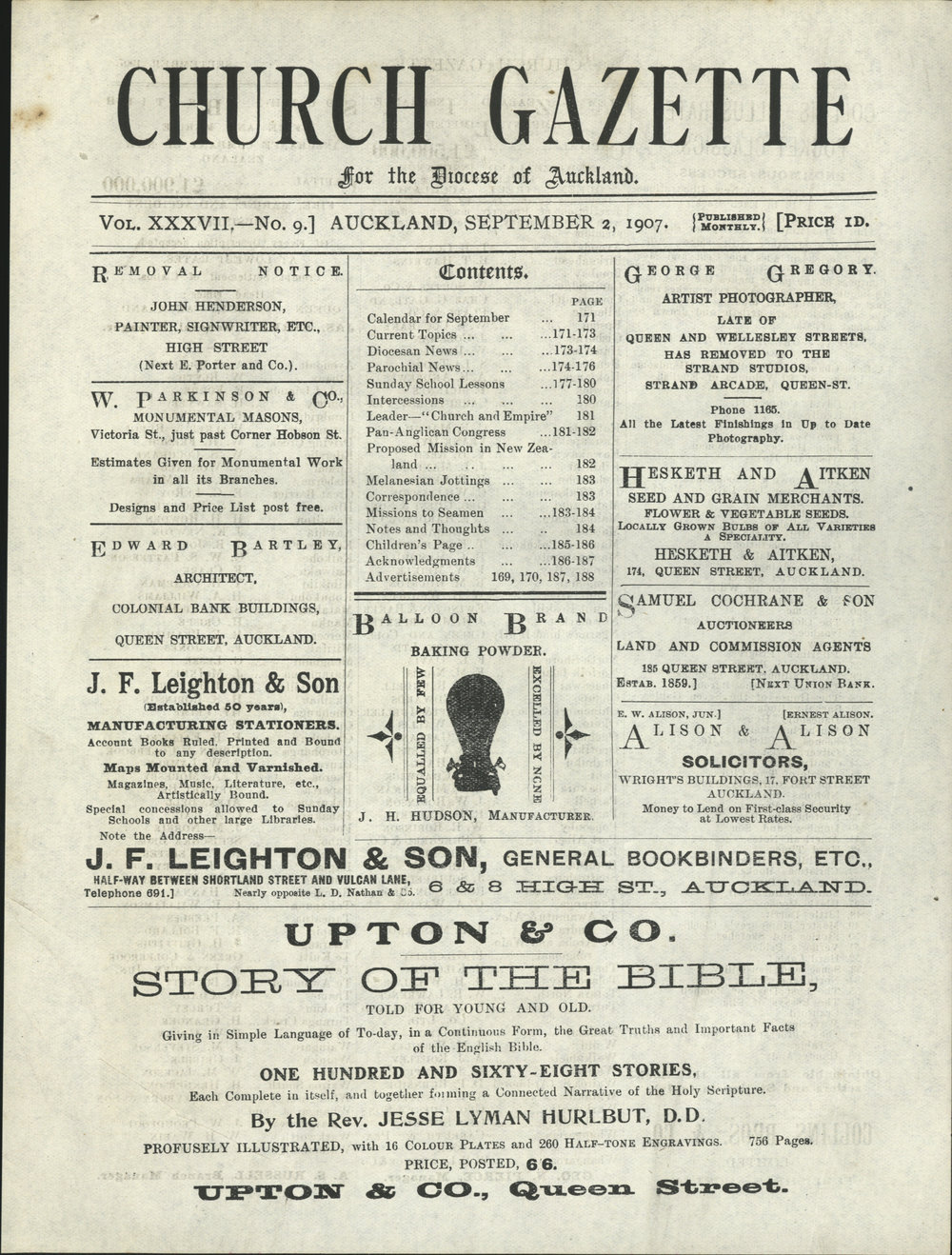 Church Gazette, Auckland: September 1907