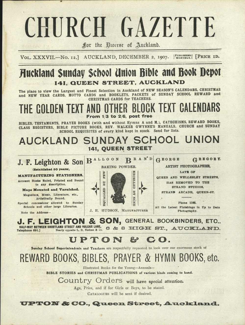 Church Gazette, Auckland: December 1907