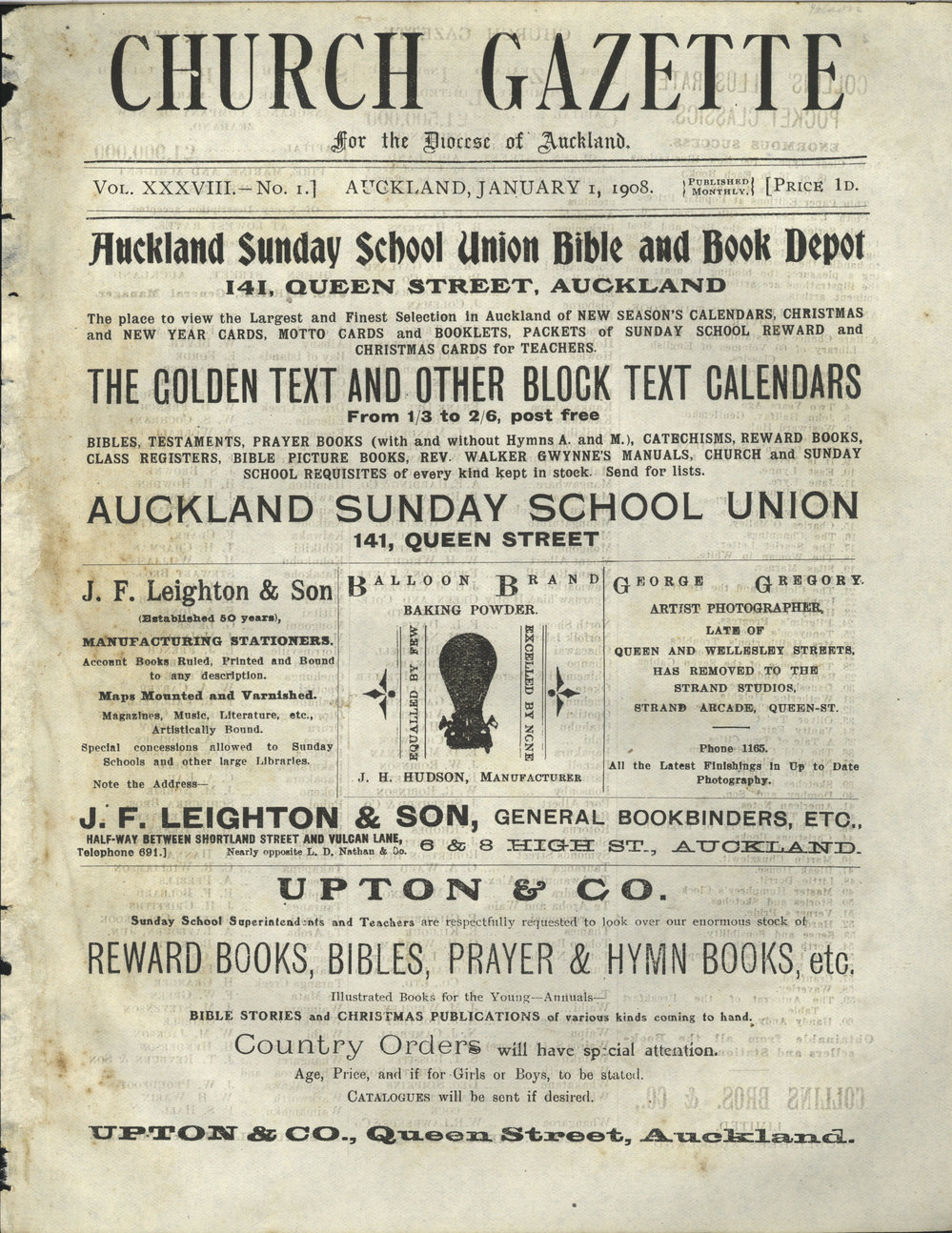 Church Gazette, Auckland: January 1908
