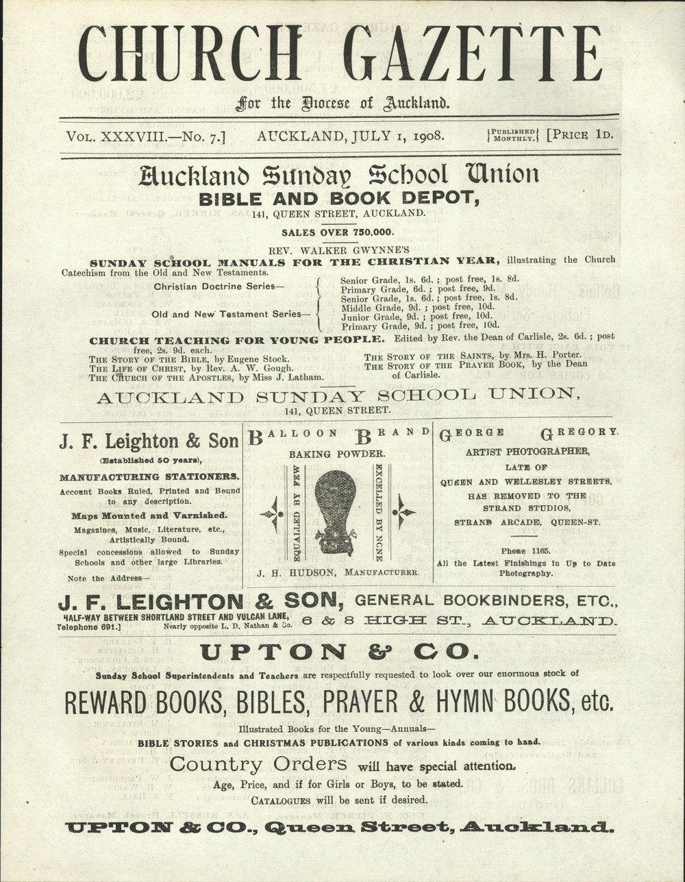 Church Gazette, Auckland: July 1908