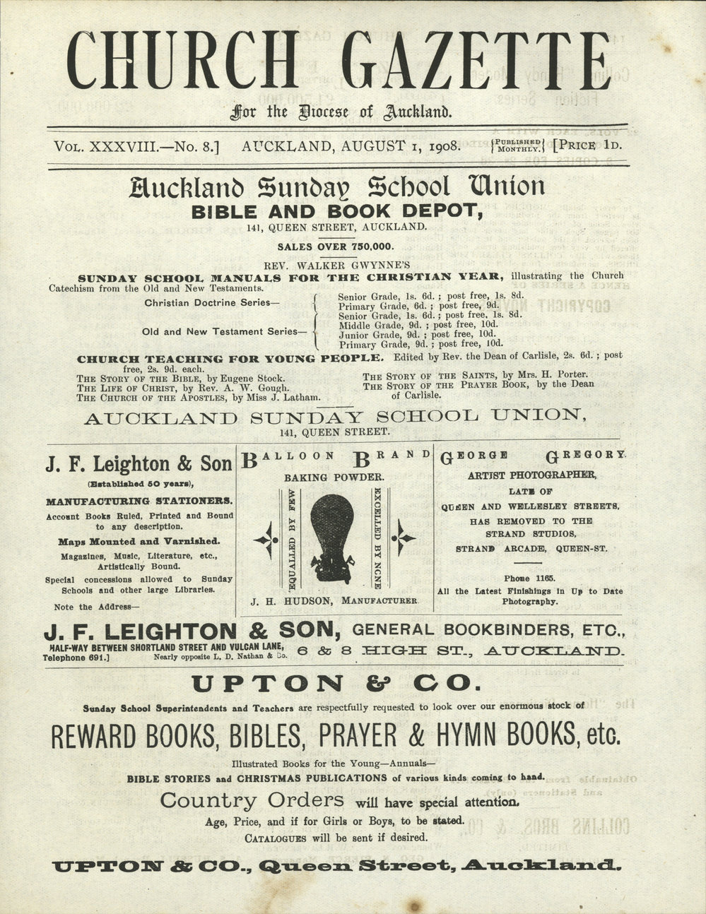 Church Gazette, Auckland: August 1908