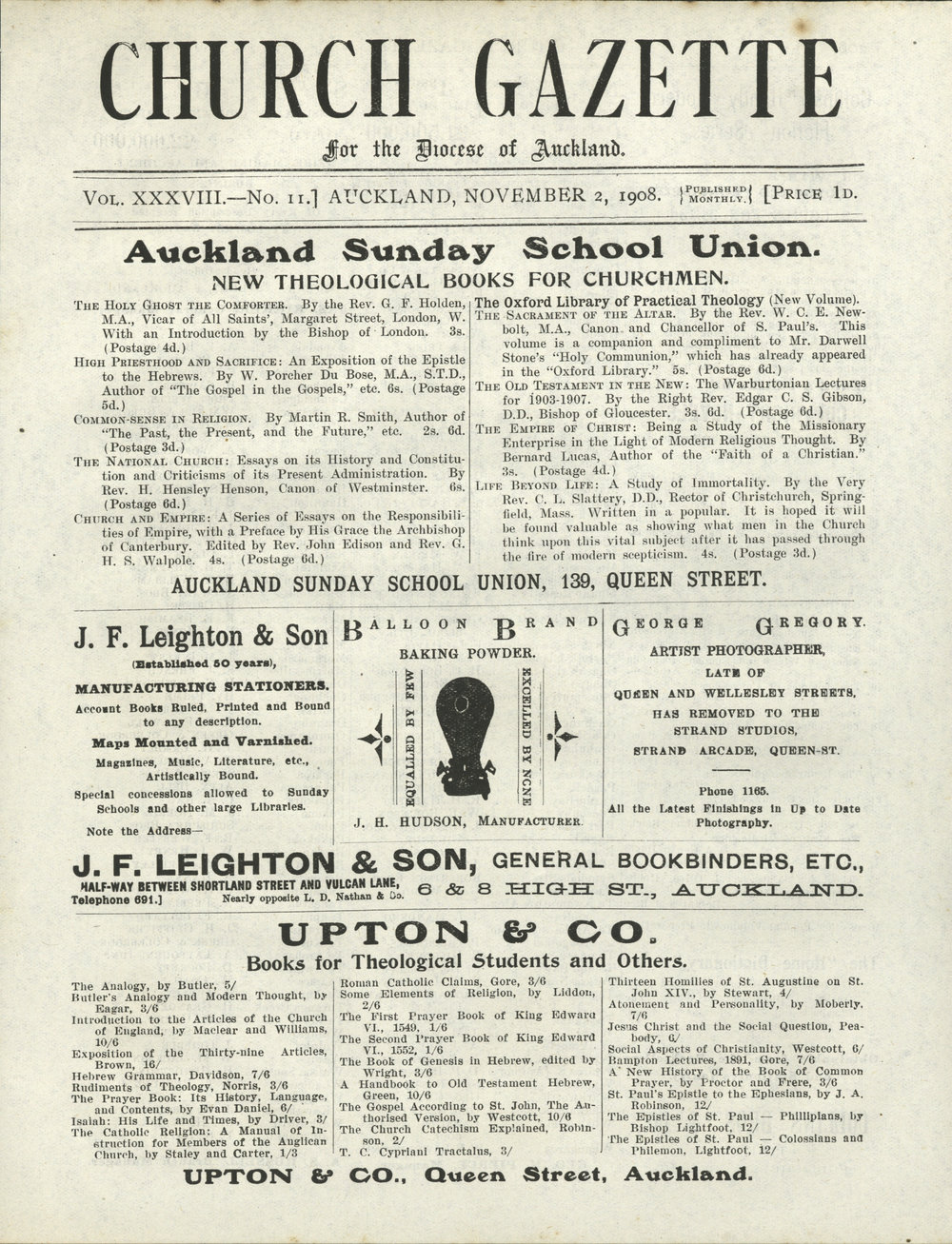 Church Gazette, Auckland: November 1908