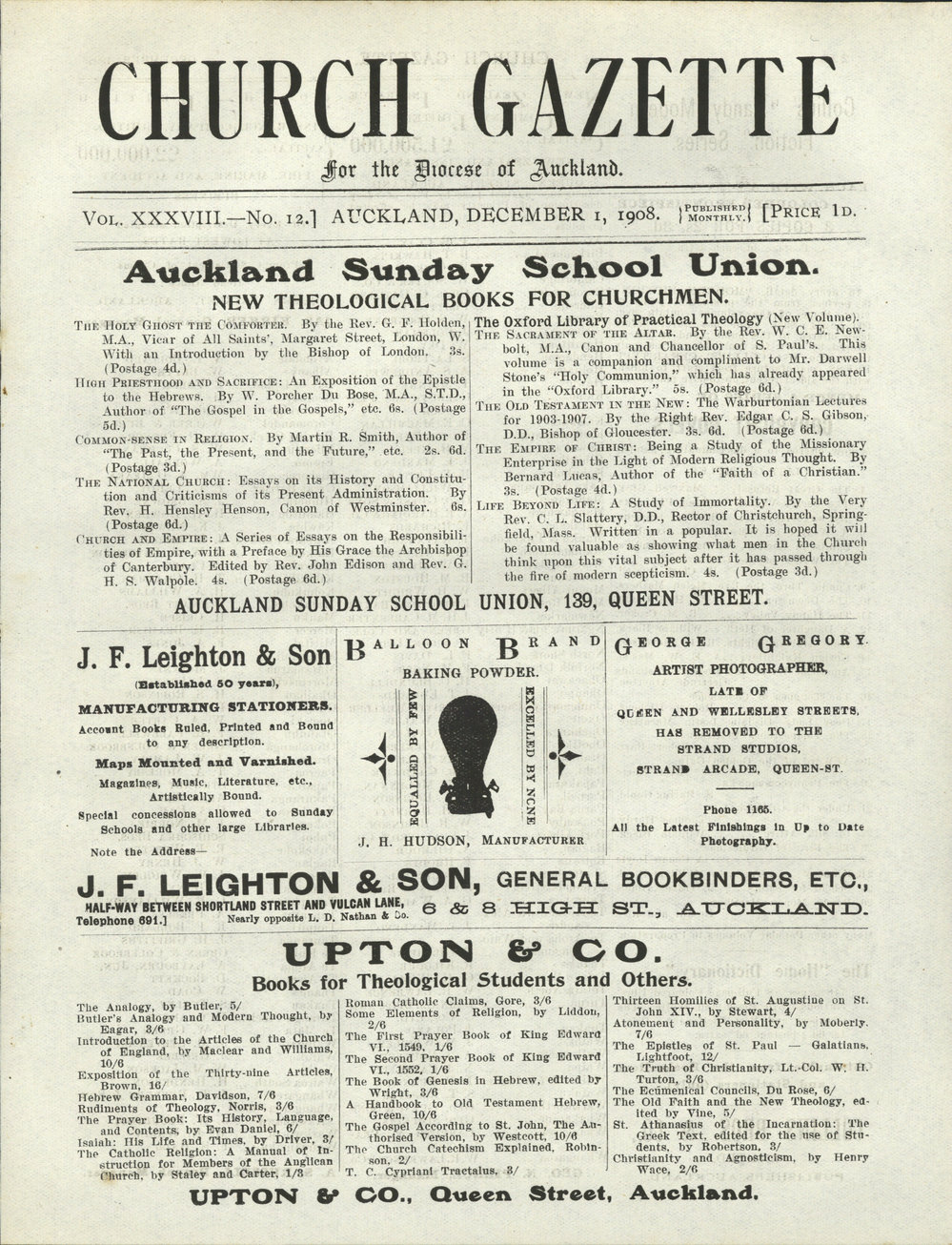 Church Gazette, Auckland: December 1908