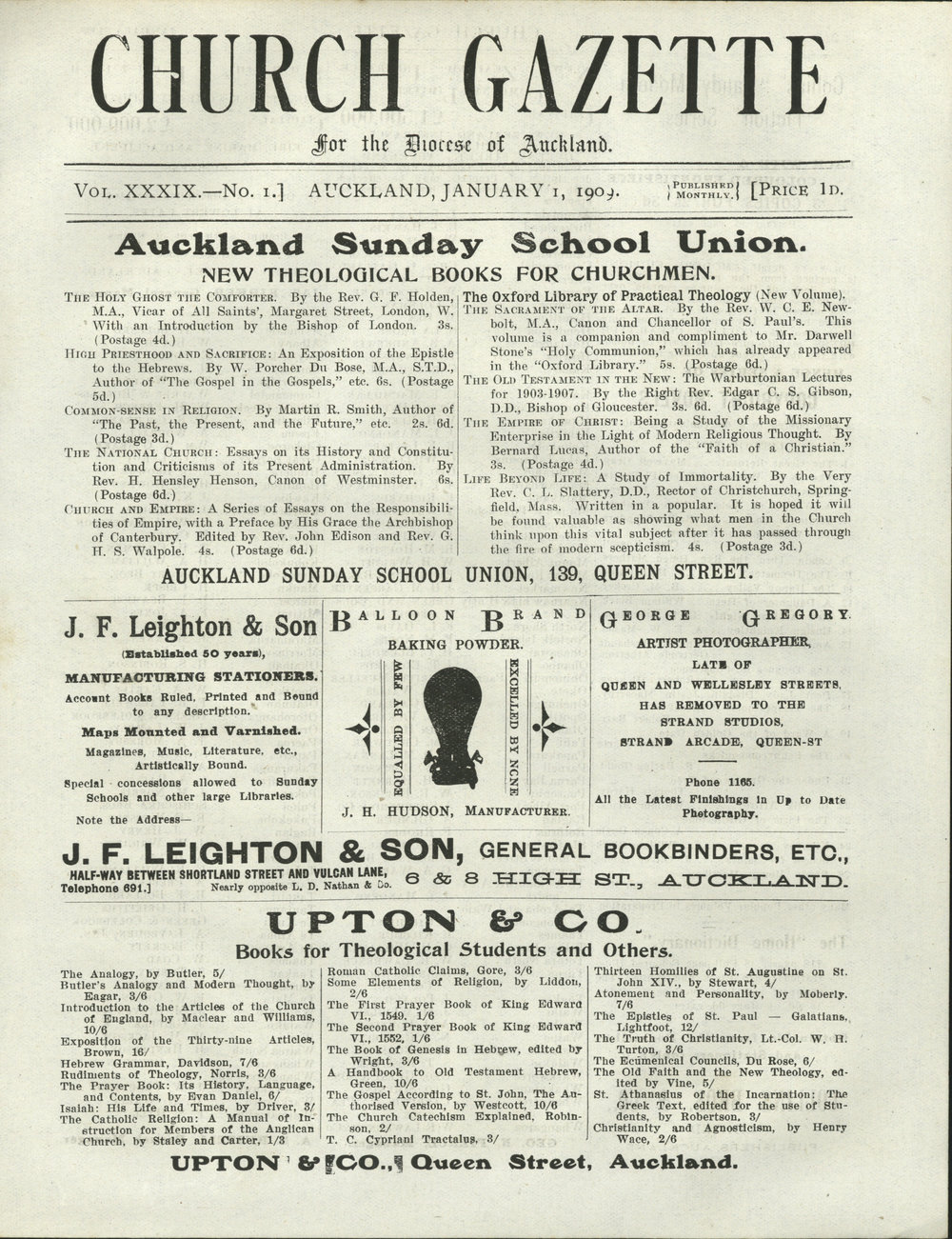 Church Gazette, Auckland: January 1909