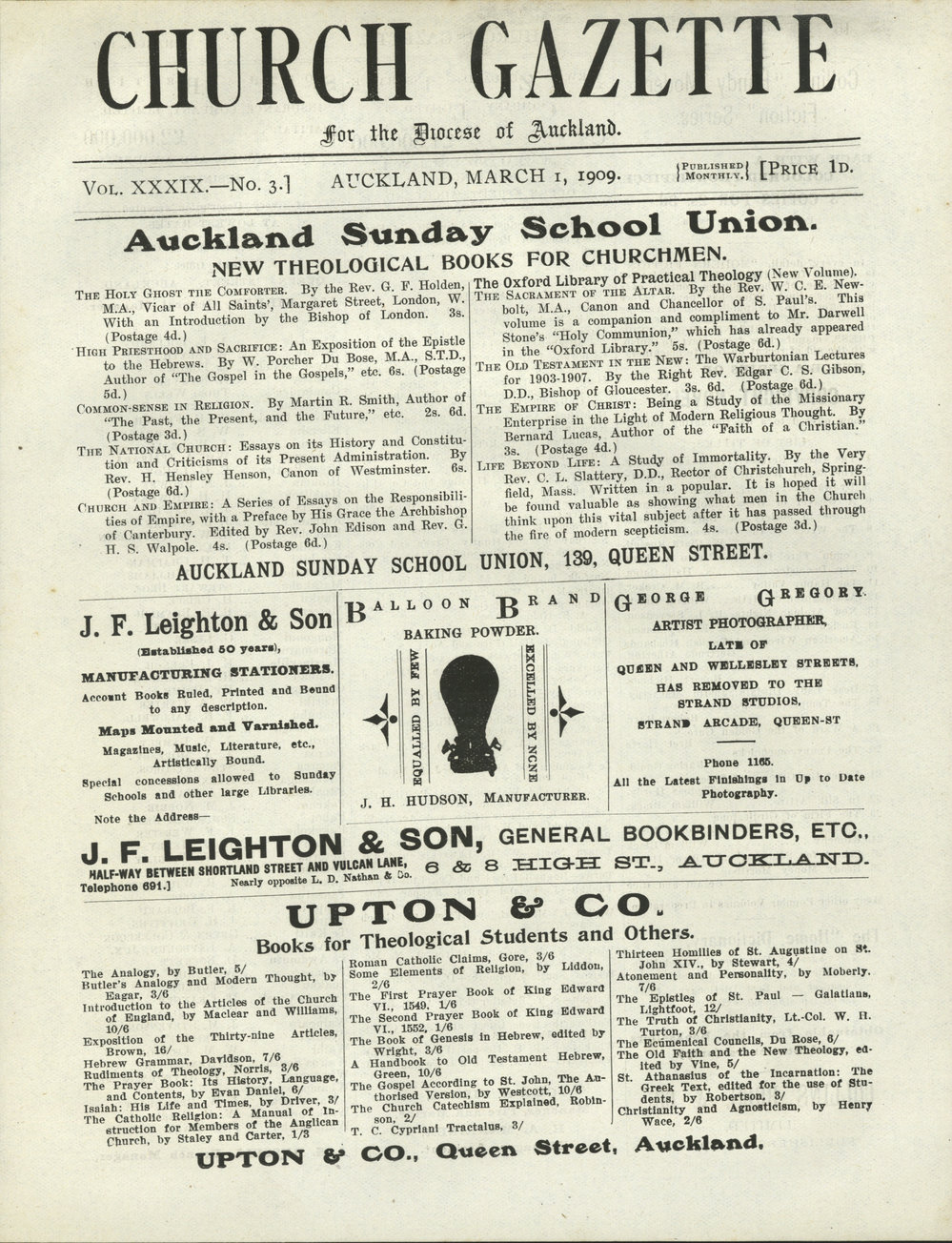 Church Gazette, Auckland: March 1909