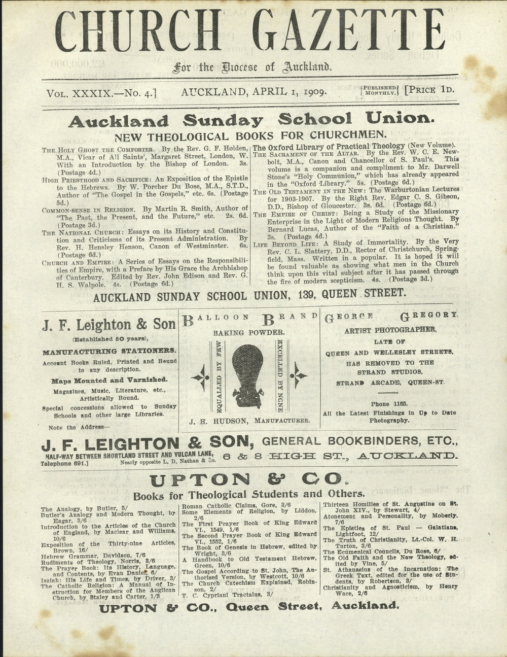 Church Gazette, Auckland: April 1909