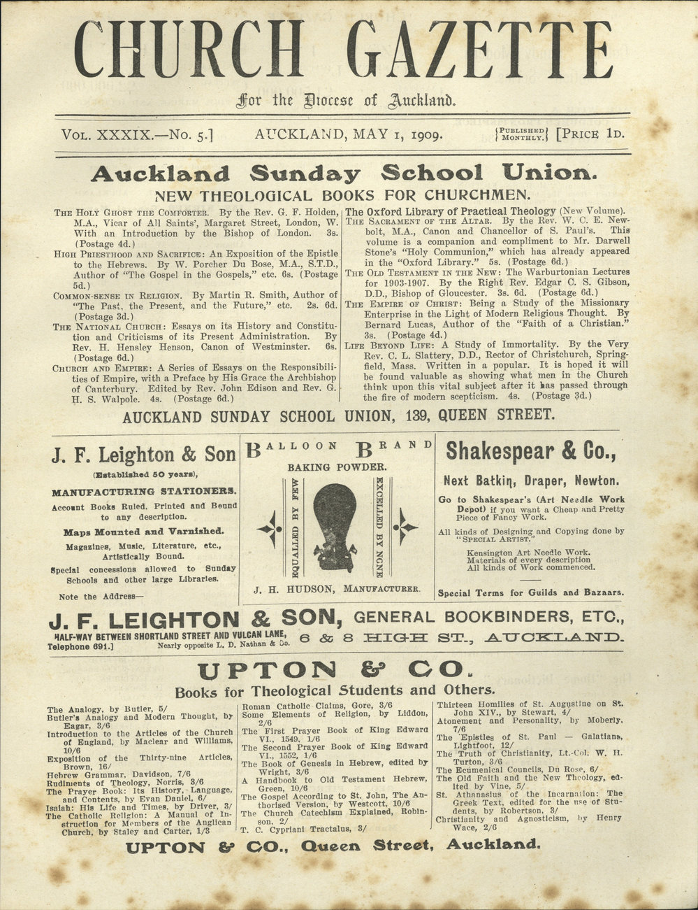 Church Gazette, Auckland: May 1909