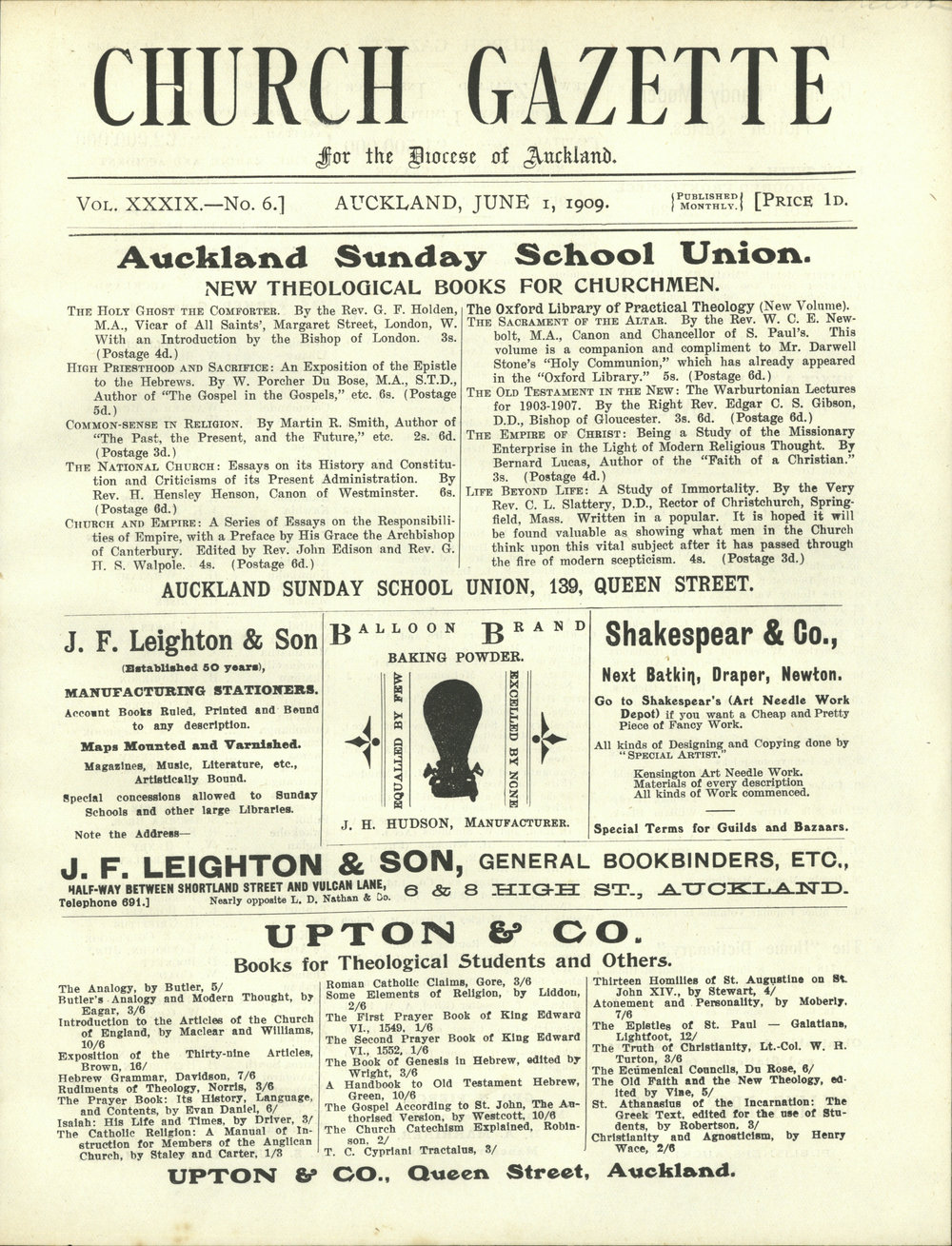 Church Gazette, Auckland: June 1909
