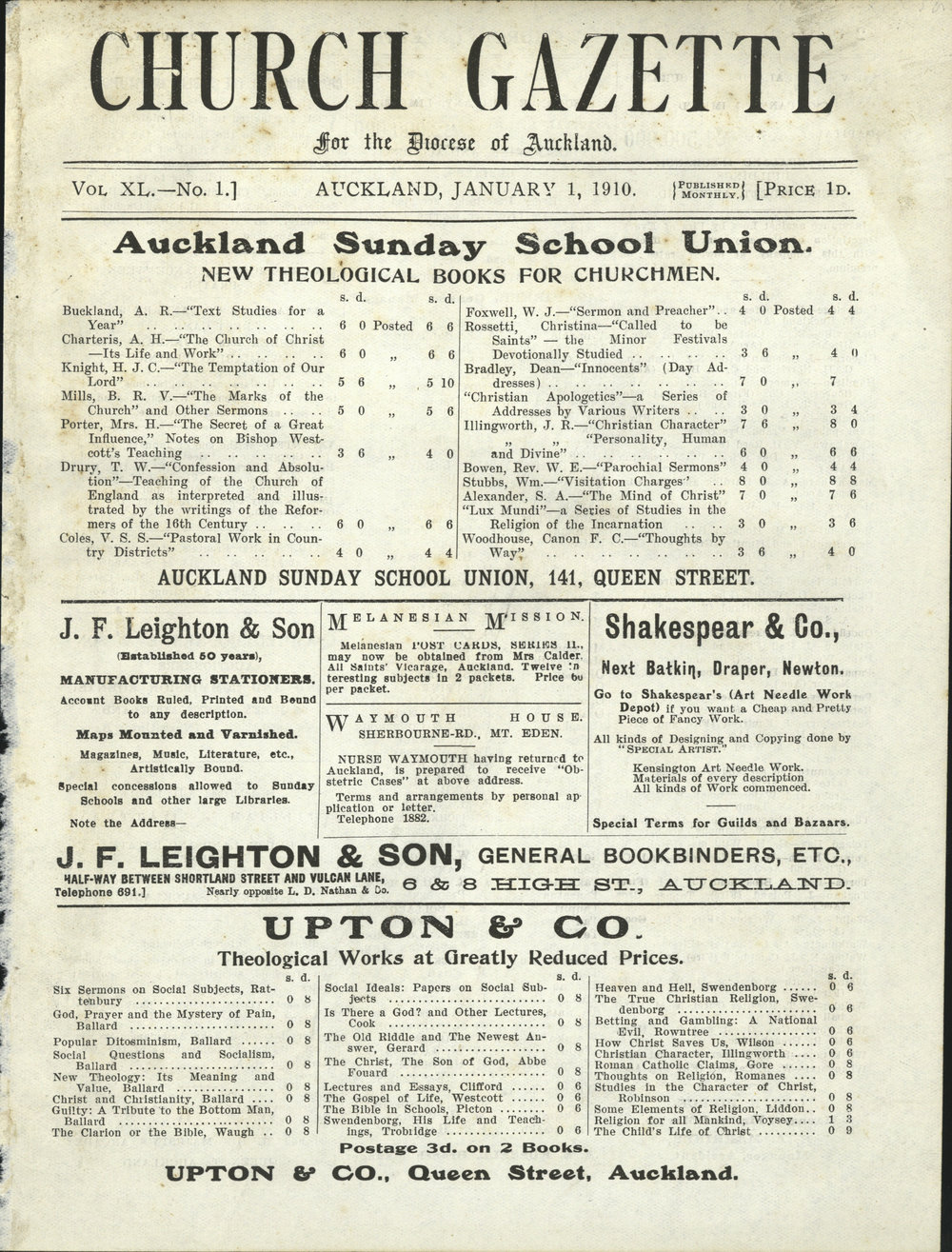 Church Gazette, Auckland: January 1910
