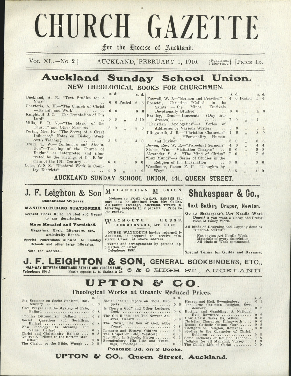 Church Gazette, Auckland: February 1910