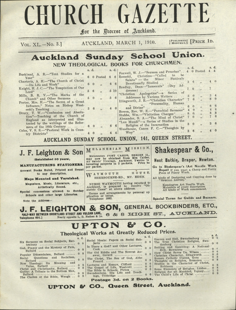 Church Gazette, Auckland: March 1910